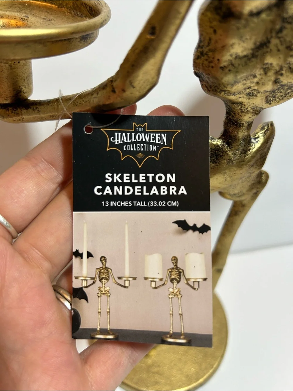 Metal Gold Tone Skeleton Dual Candleholder candelabra